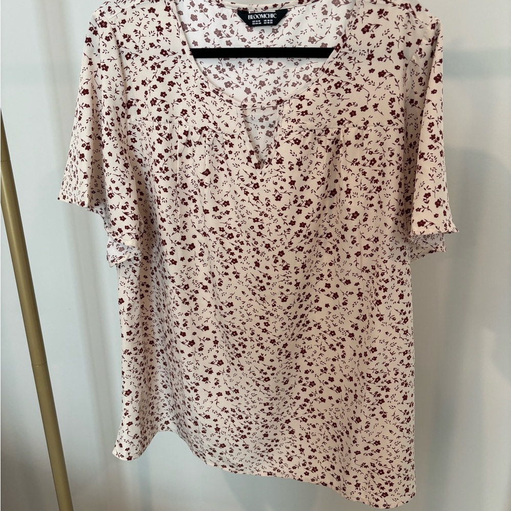 BloomChic Floral Blouse - White and Red